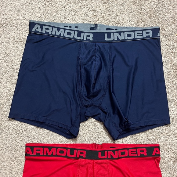 Lot of 2 Pairs Under Armour Boxer Jocks Navy Blue Red Men’s XL - Picture 2 of 6